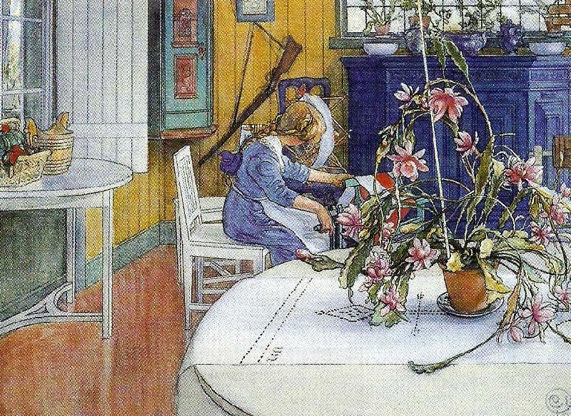 Carl Larsson bobina-interior med kaktus oil painting picture